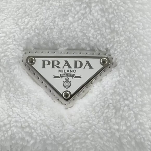 Auth PRADA TERRY Handbag Tote Bag White Pile/Silvertone - Picture 5 of 14